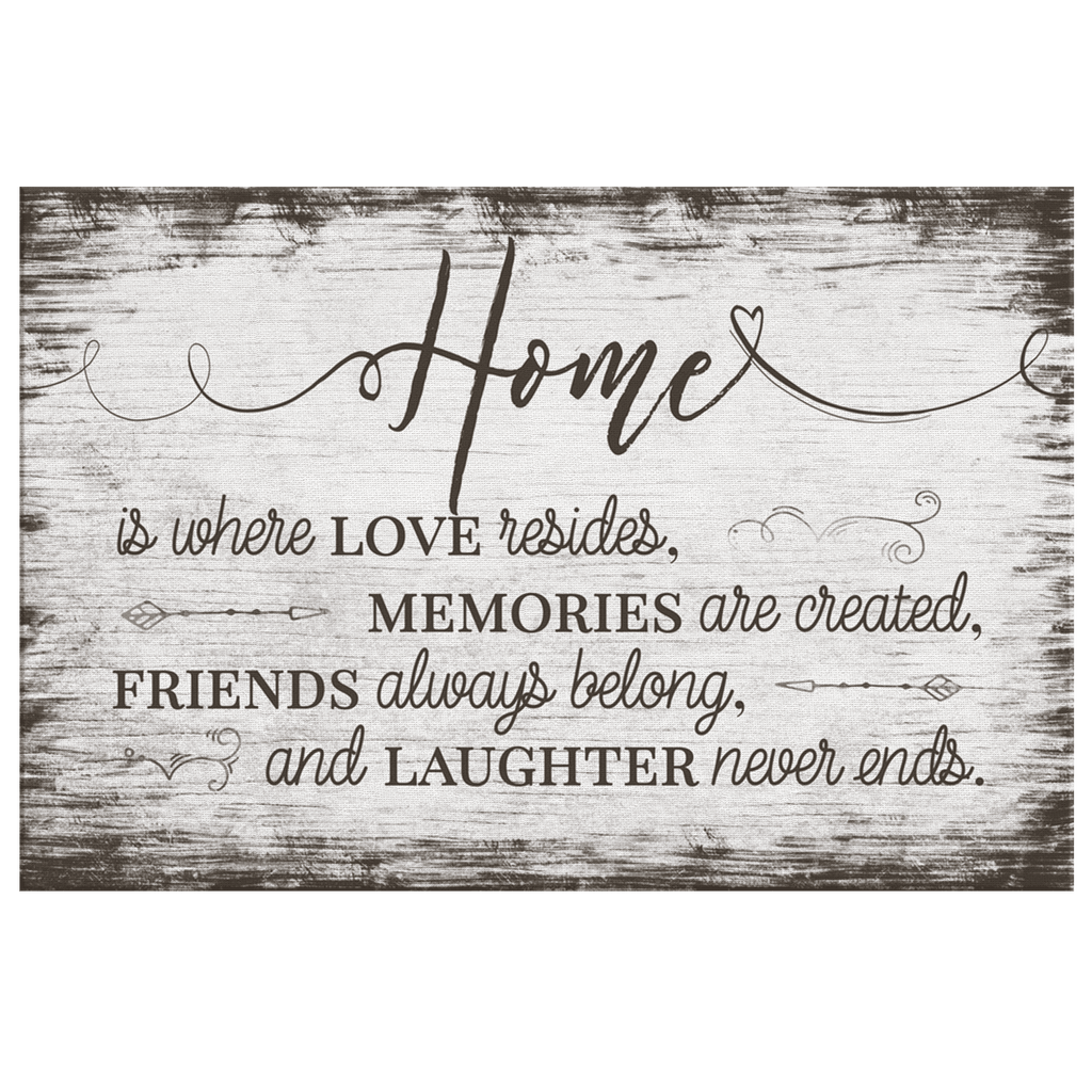 Home Is Where Love Resides Farmhouse Script Canvas Wall Art – Family Home Decor