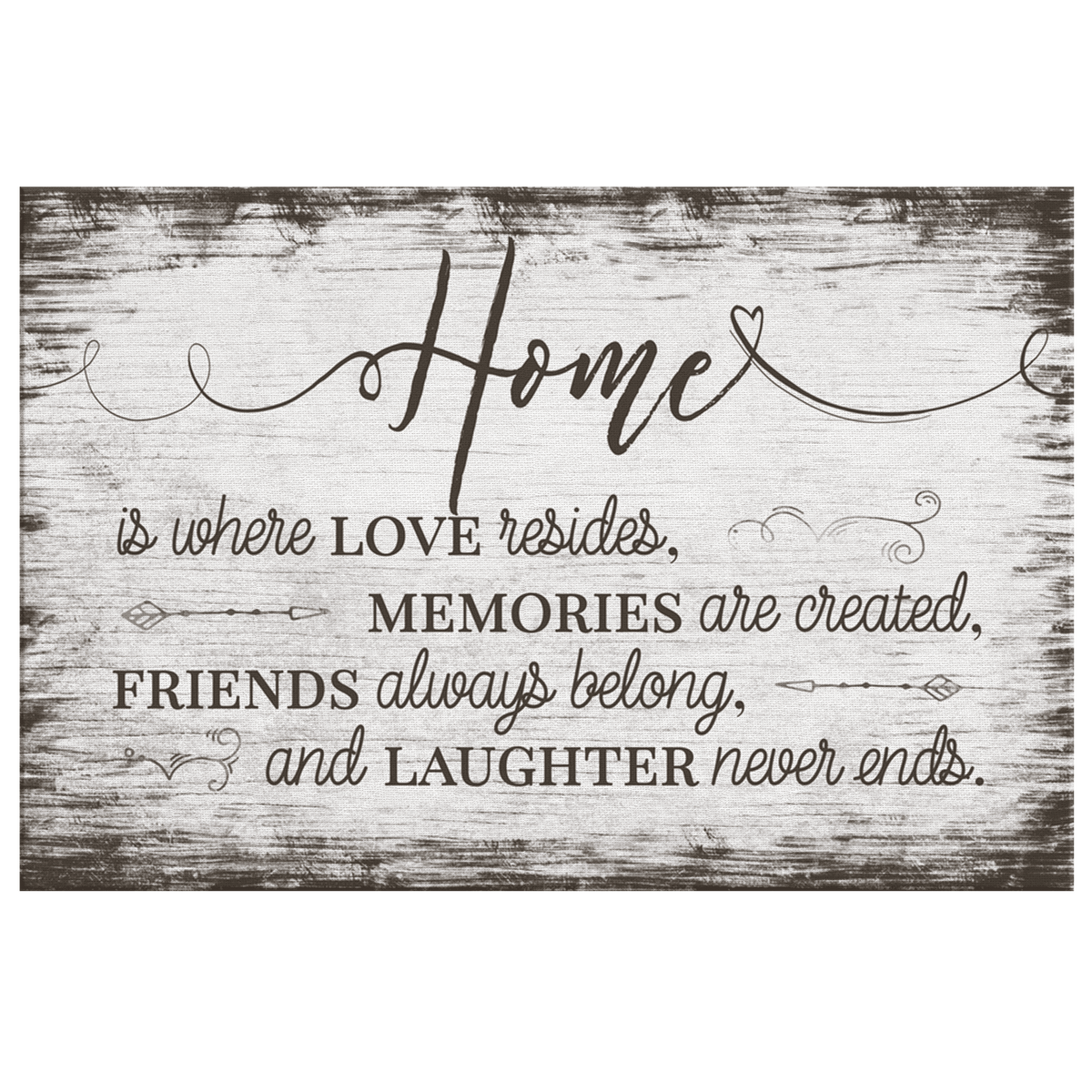 Home Is Where Love Resides Farmhouse Script Canvas Wall Art – Family Home Decor