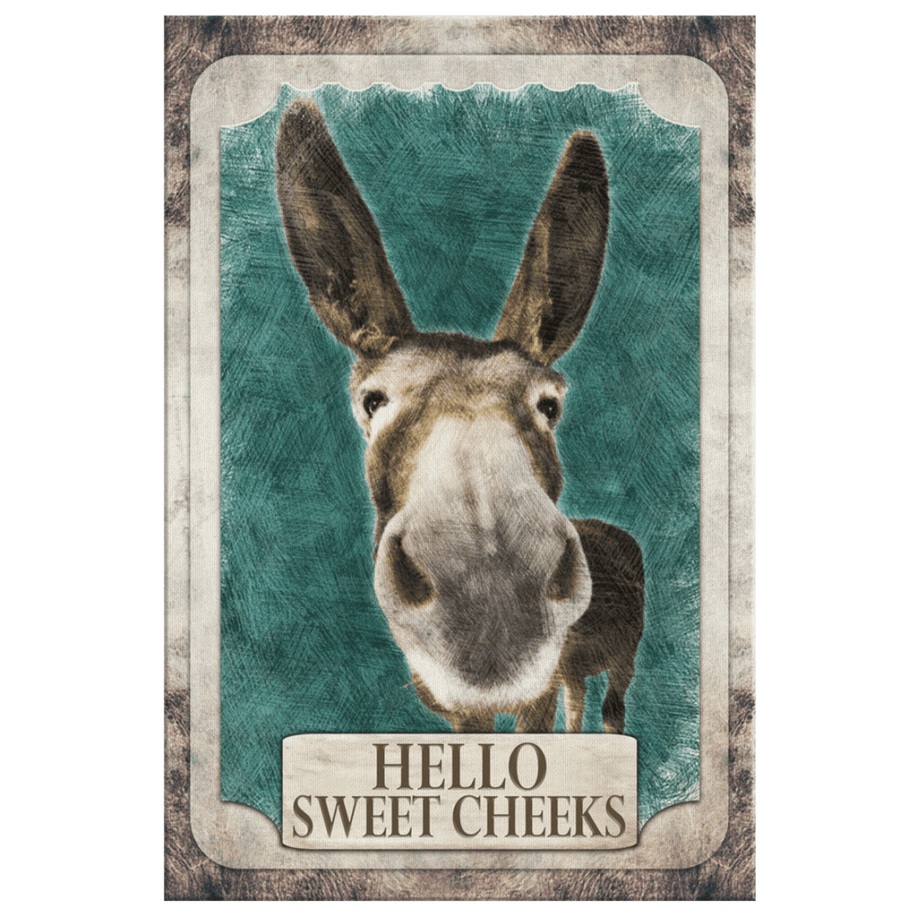 Hello Sweet Cheeks Funny Donkey Canvas Wall Art – Funny Bathroom Decor