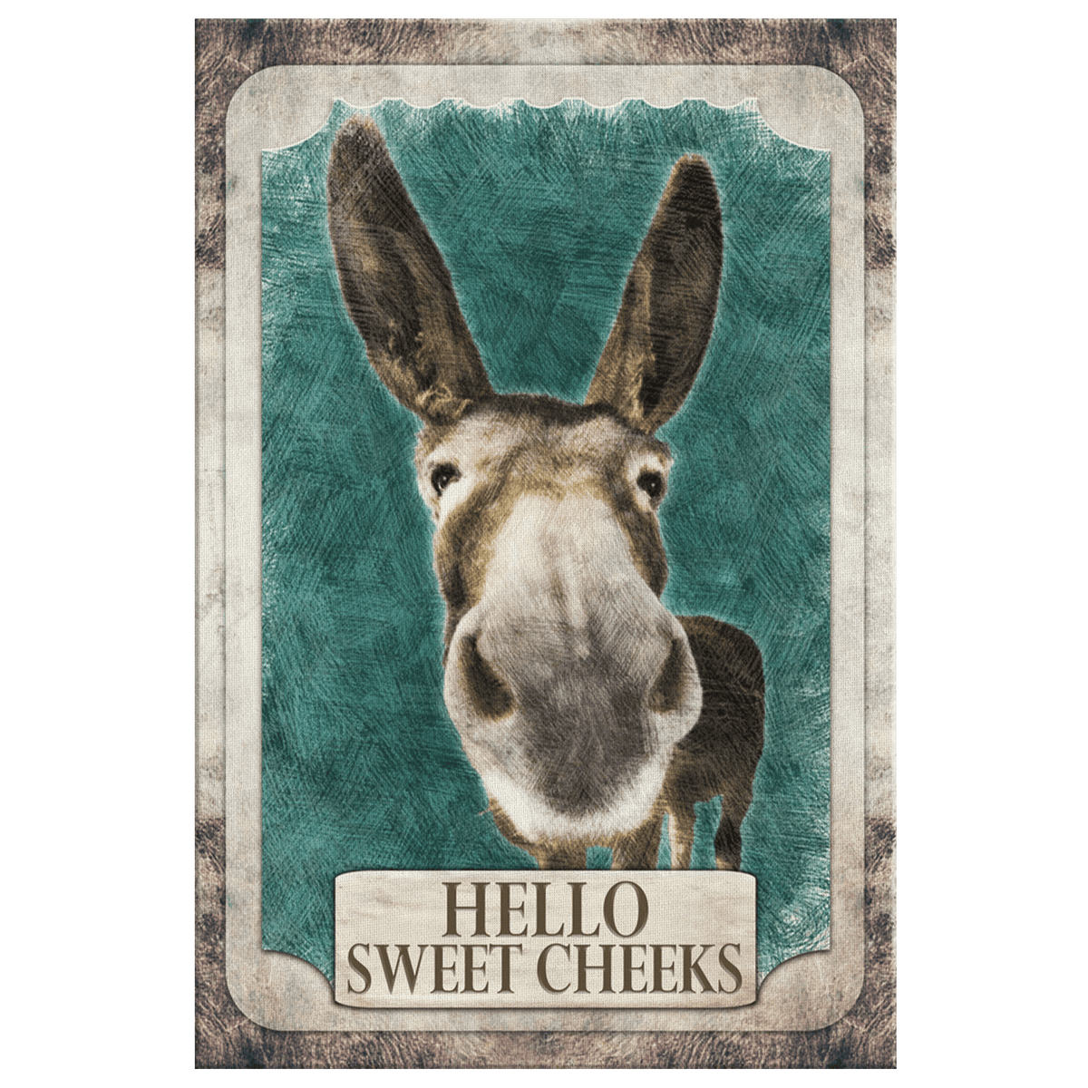 Hello Sweet Cheeks Funny Donkey Canvas Wall Art – Funny Bathroom Decor