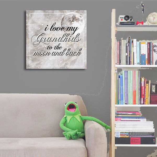 I Love My Grandkids To The Moon And Back Canvas Wall Art – Gift for Grandparents