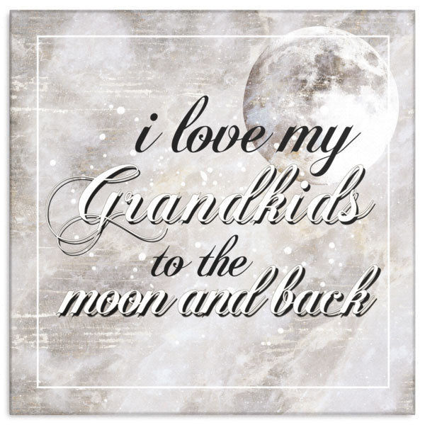 I Love My Grandkids To The Moon And Back Canvas Wall Art – Gift for Grandparents