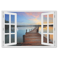Beach Boardwalk Window View Canvas Wall Art – Beach House Decor