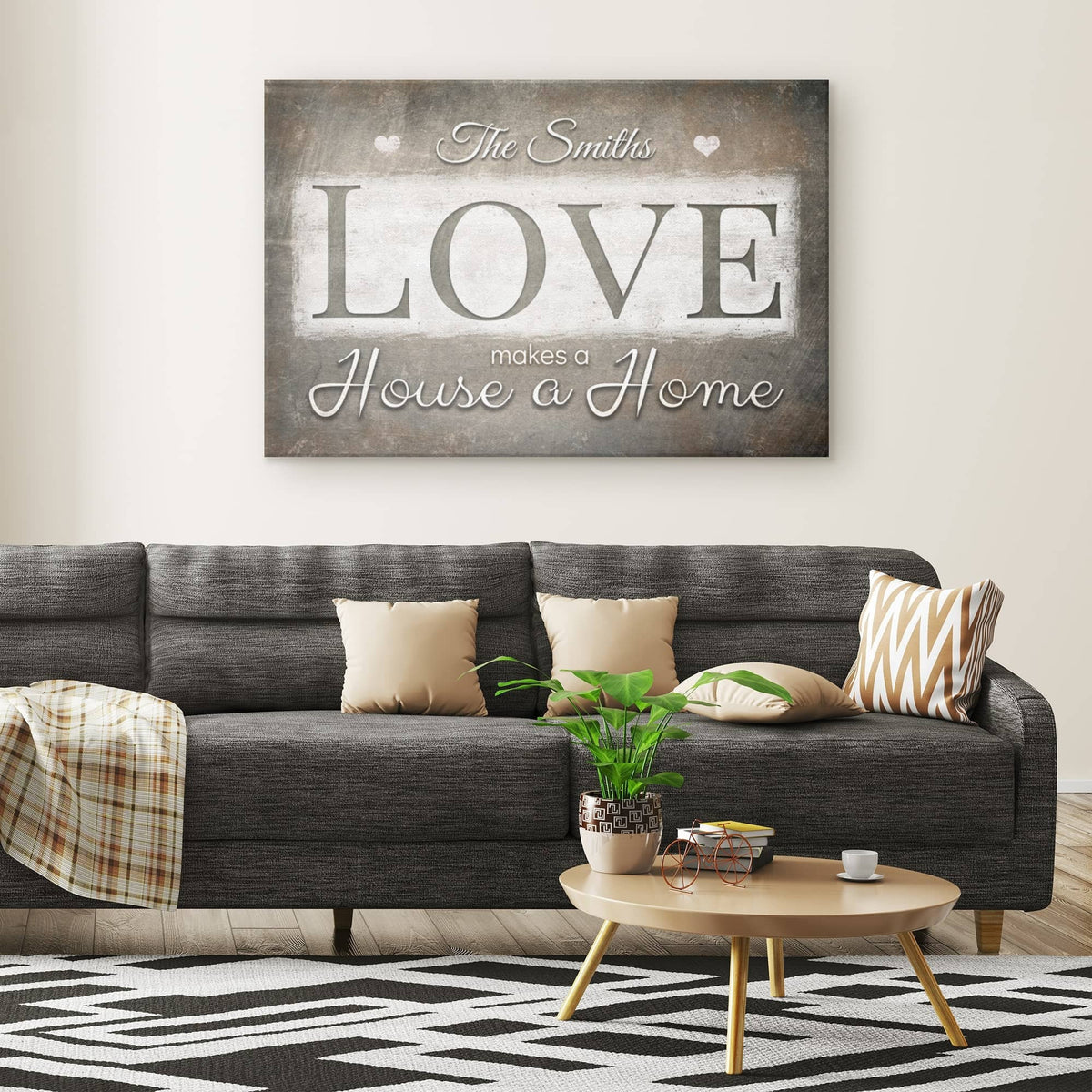 Personalized Love Makes A House A Home Big LOVE Letters Canvas Wall Art – Family Home Decor