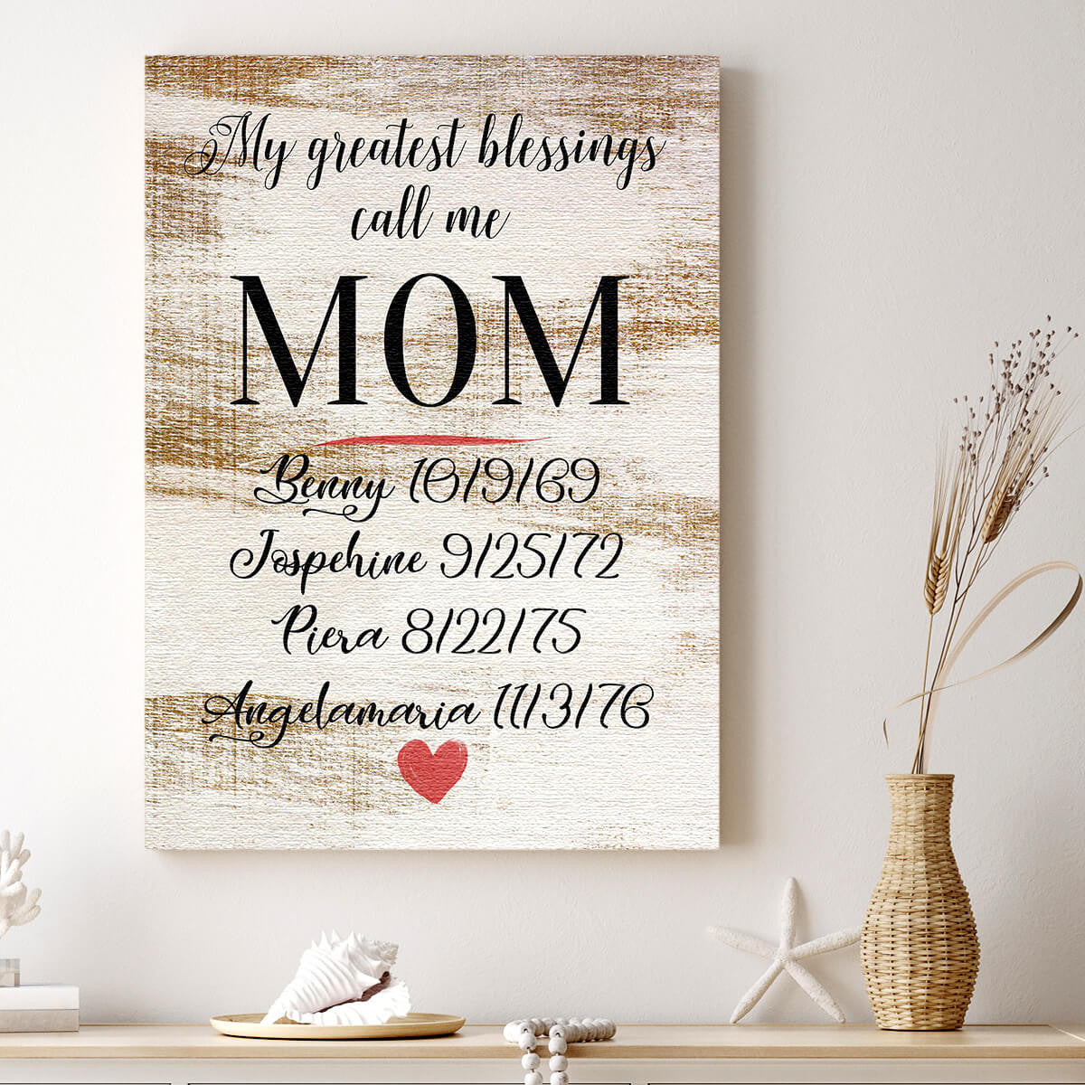 Personalized My Greatest Blessings Call Me Canvas Wall Art – Gift for Grandparents