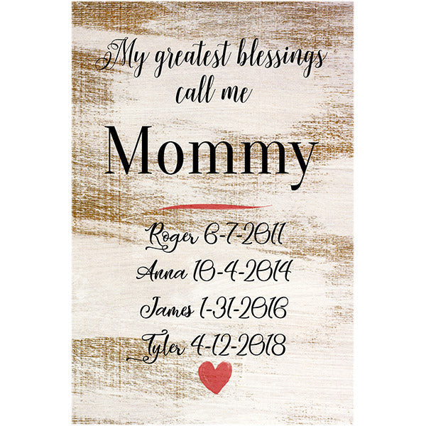 Personalized My Greatest Blessings Call Me Canvas Wall Art – Gift for Grandparents
