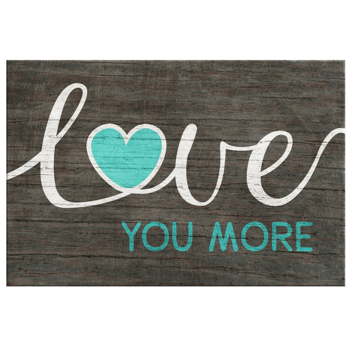 Love You More Teal Heart Canvas Wall Art – Couple Gift