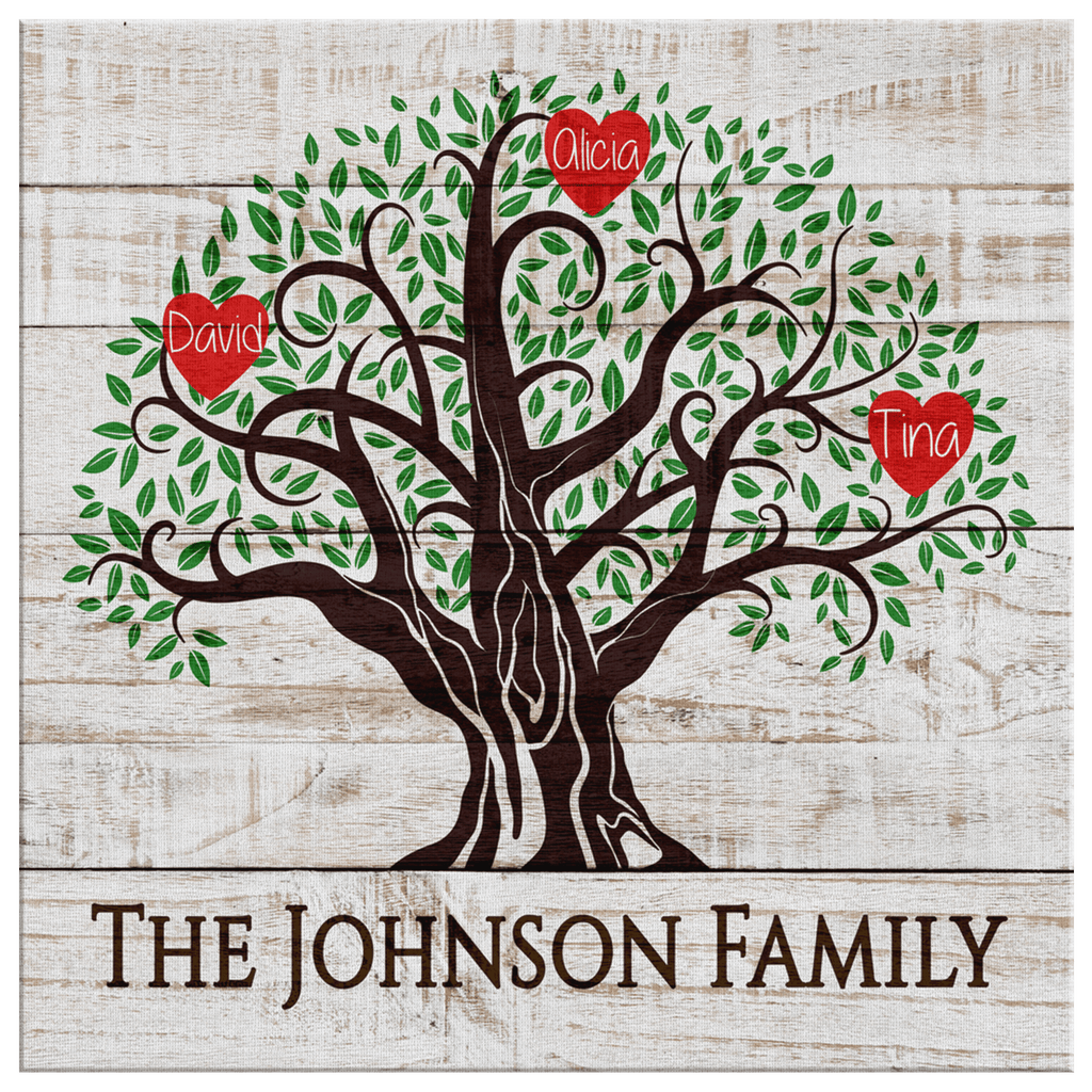 Personalized Family Tree Square Canvas Wall Art – Family Home Decor