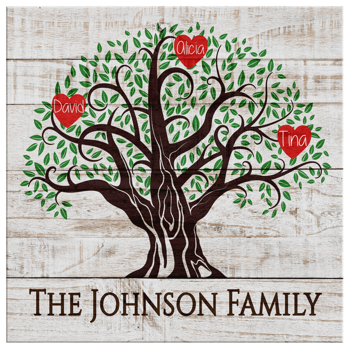 Personalized Family Tree Square Canvas Wall Art – Family Home Decor