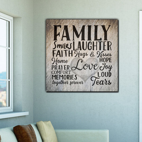Family - Smile Laughter Love Canvas Wall Art – Family Home Decor