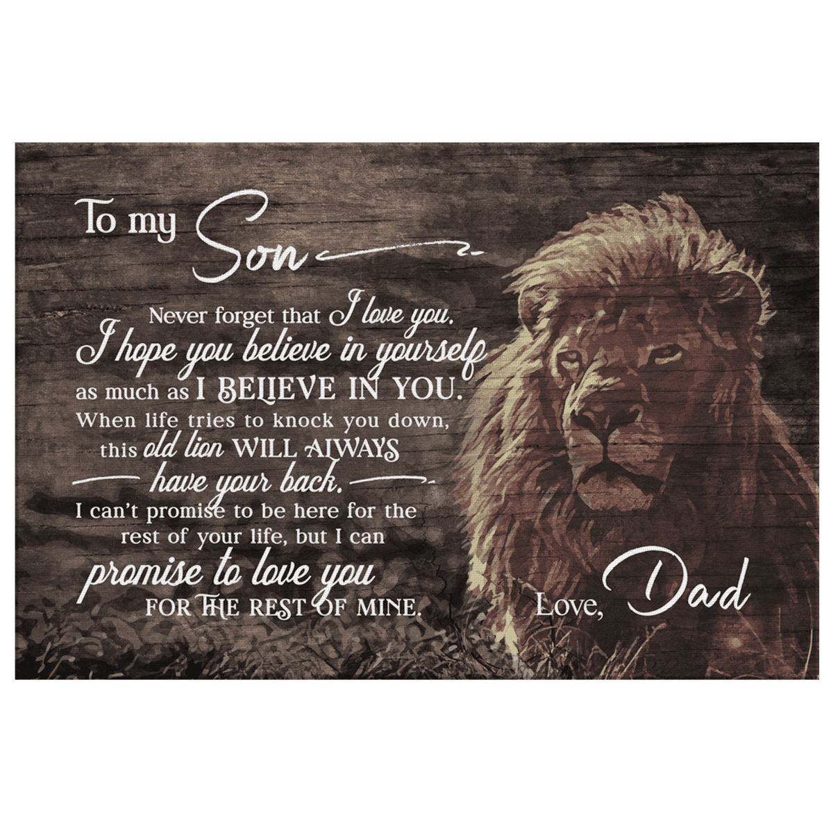 To My Son, Never Forget I Love You, This Old Lion Canvas Wall Art – Gift for Son
