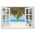 Palm Beach Window View Canvas Wall Art – Beach House Decor