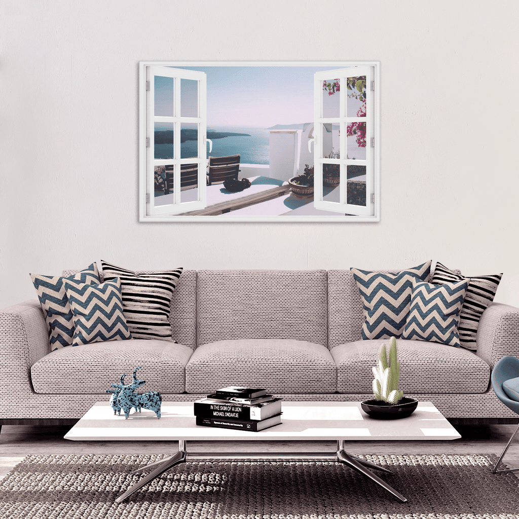 Island Villa Window View Canvas Wall Art – Beach House Decor