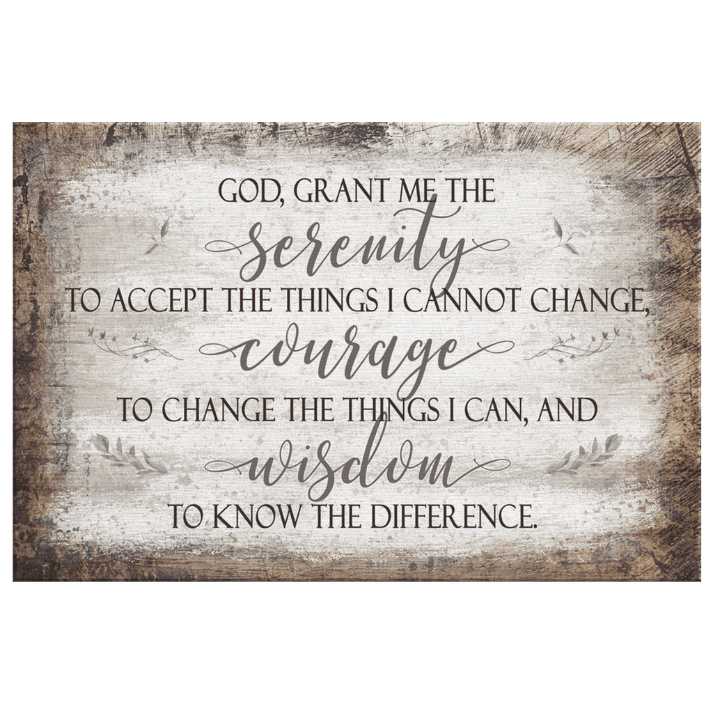 Serenity Prayer Rustic Canvas Wall Art – Christian Wall Decor