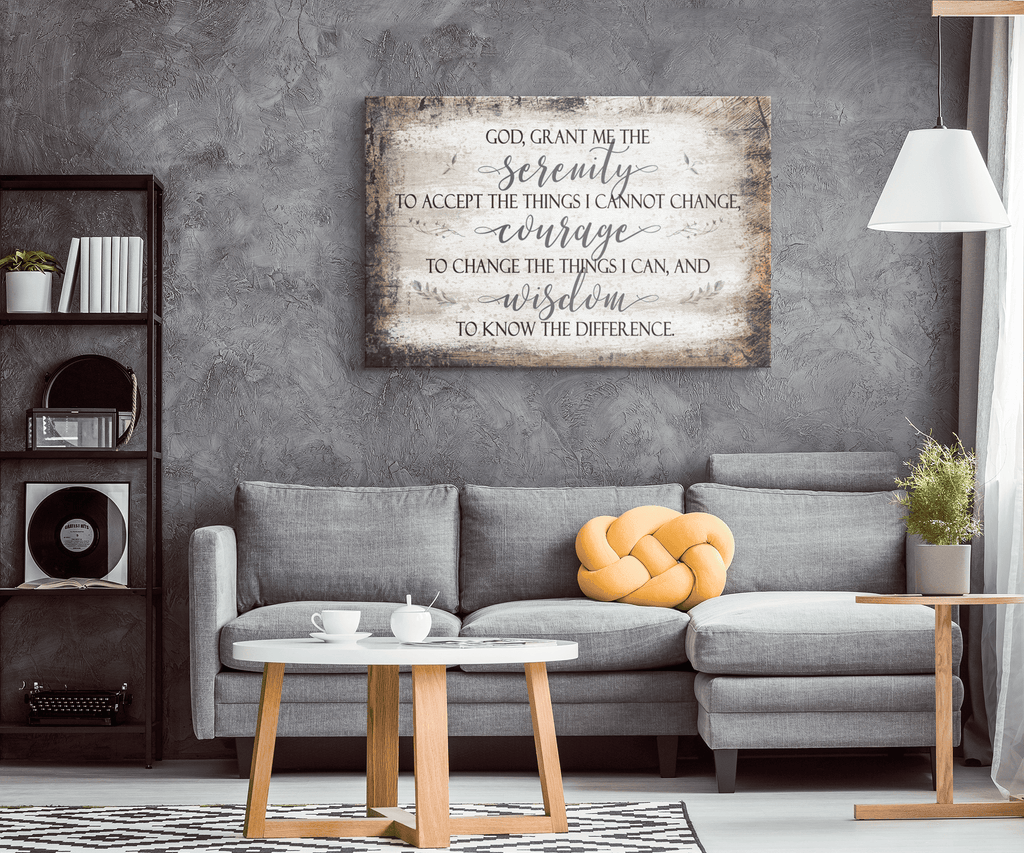 Serenity Prayer Rustic Canvas Wall Art – Christian Wall Decor