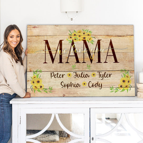 Personalized Mama - We Love You Canvas Wall Art – Gift for Mom