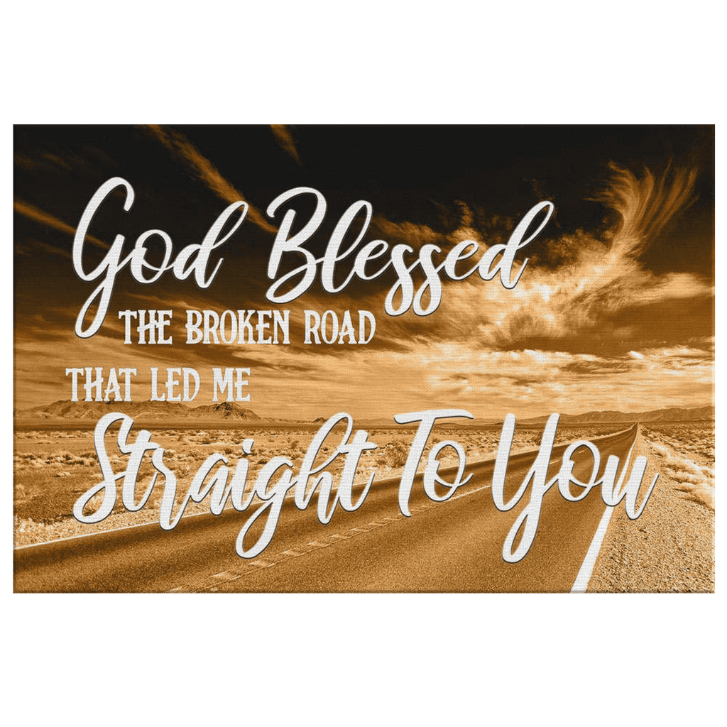 God Blessed The Broken Road Sunset Road Canvas Wall Art – Christian Wall Decor