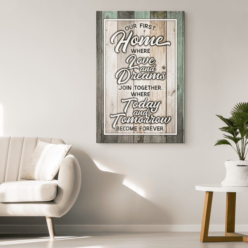 Our First Home Canvas Wall Art – Housewarming Gift