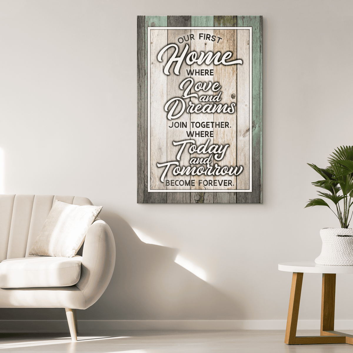 Our First Home Canvas Wall Art – Housewarming Gift