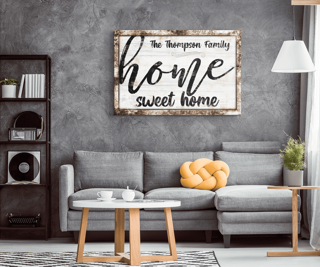 Personalized Family Home Sweet Home Rustic Canvas Wall Art – Family Home Decor
