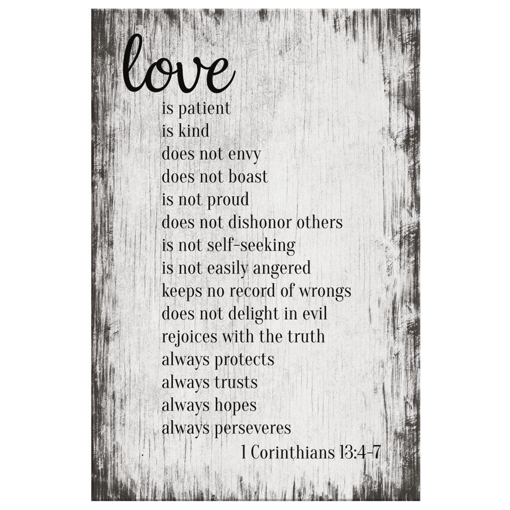 Love Is Patient, Love Is Kind Corinthians Canvas Wall Art – Christian Wall Decor
