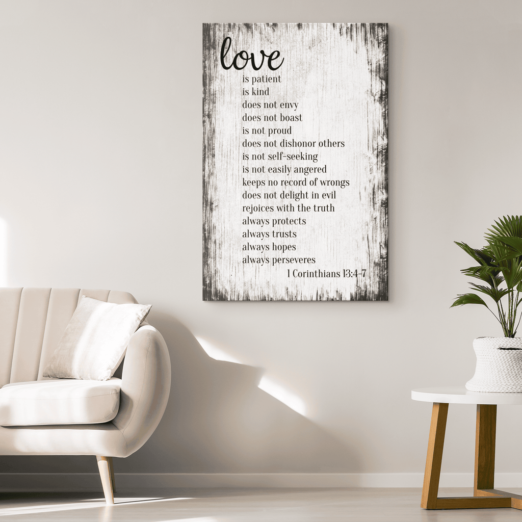 Love Is Patient, Love Is Kind Corinthians Canvas Wall Art – Christian Wall Decor