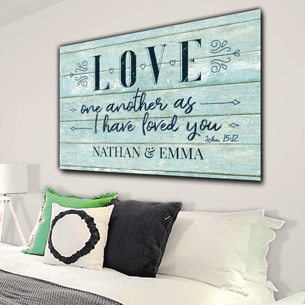 Personalized Love One Another Canvas Wall Art – Family Home Decor