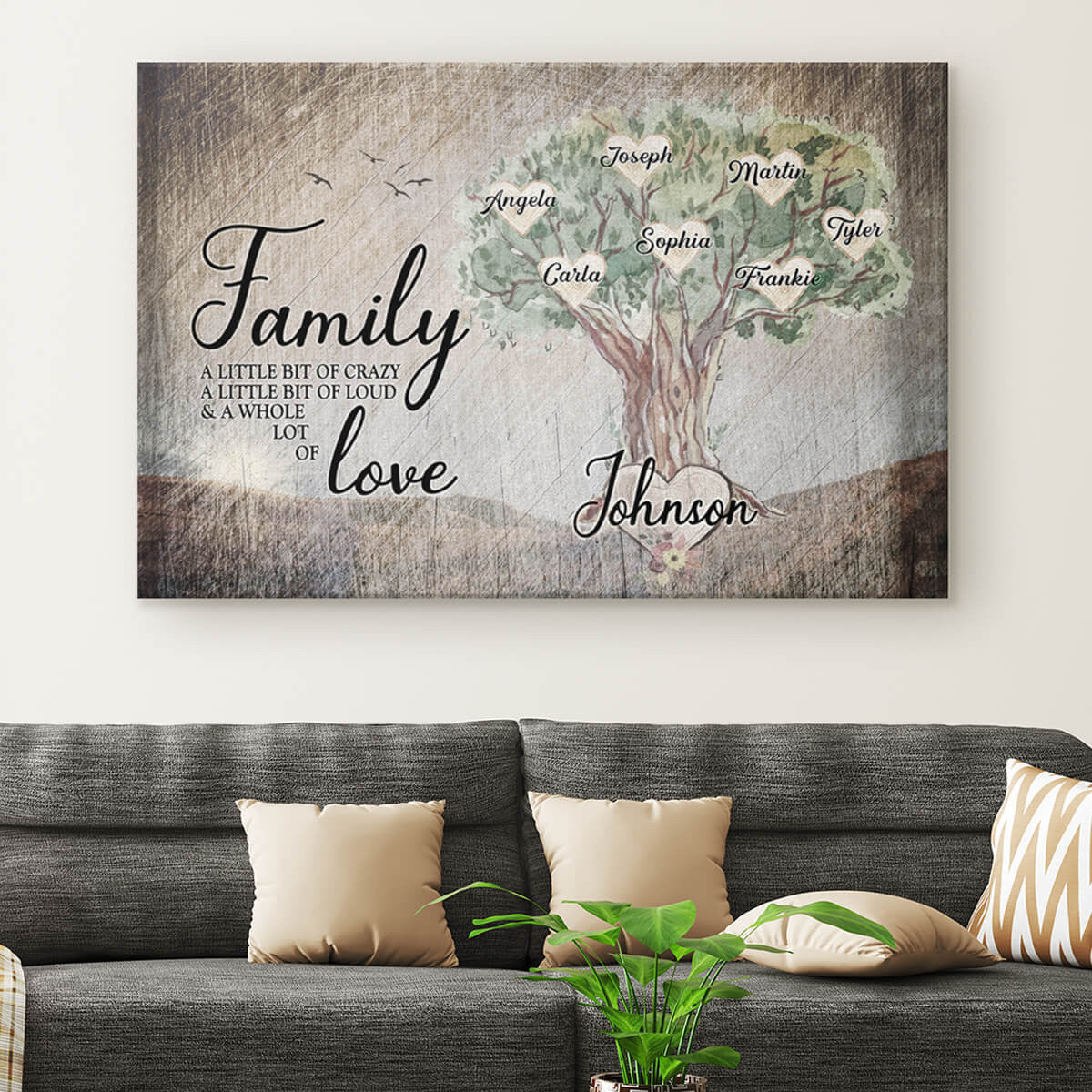 Personalized Family Tree - Whole Lot Of Love Canvas Wall Art – Family Home Decor