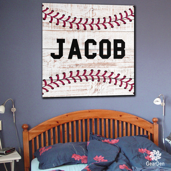 Personalized Baseball Name Canvas Wall Art – Sports Wall Decor