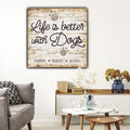 Personalized Life Is Better With Dogs White Wood Paw Print Canvas Wall Art – Pet Lover Gift