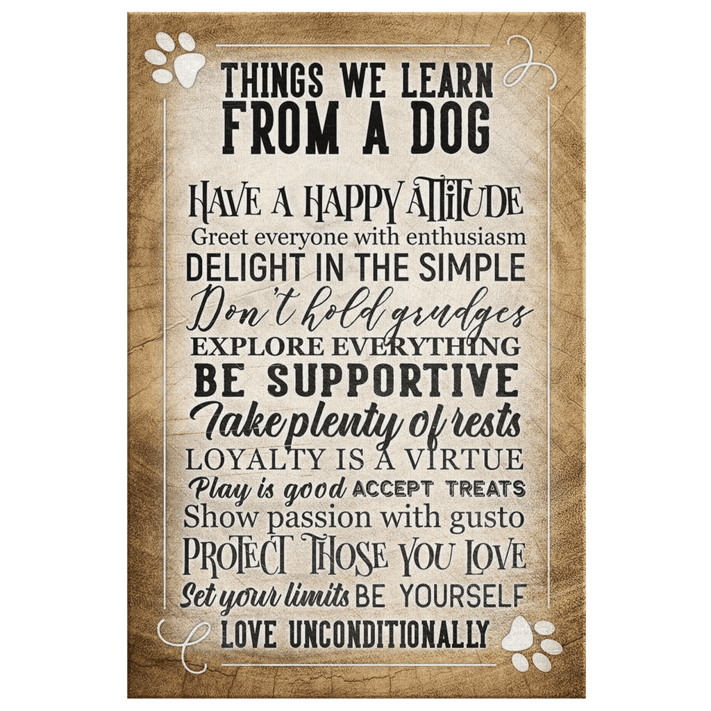 Things We Learn From A Dog Canvas Wall Art – Pet Lover Gift