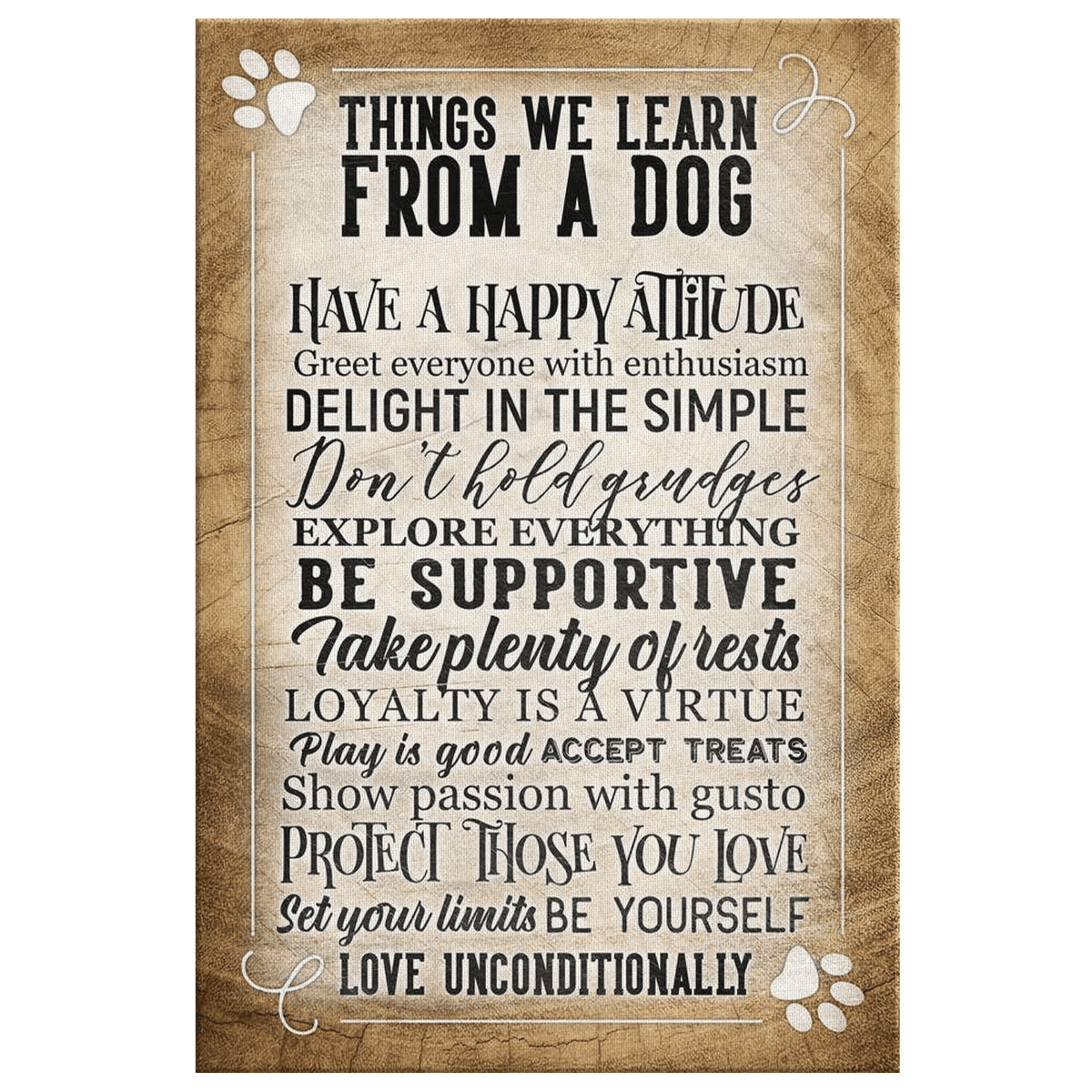 Things We Learn From A Dog Canvas Wall Art – Pet Lover Gift