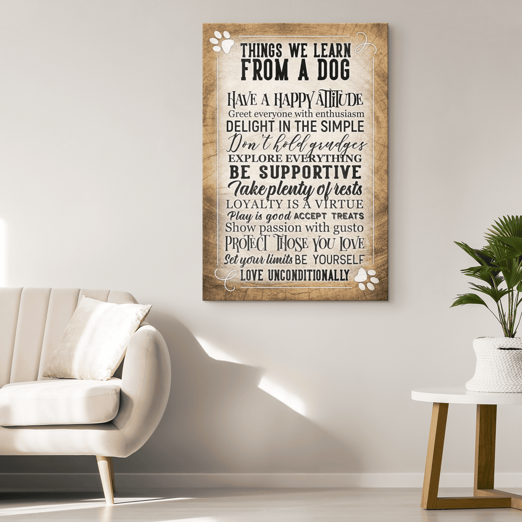 Things We Learn From A Dog Canvas Wall Art – Pet Lover Gift