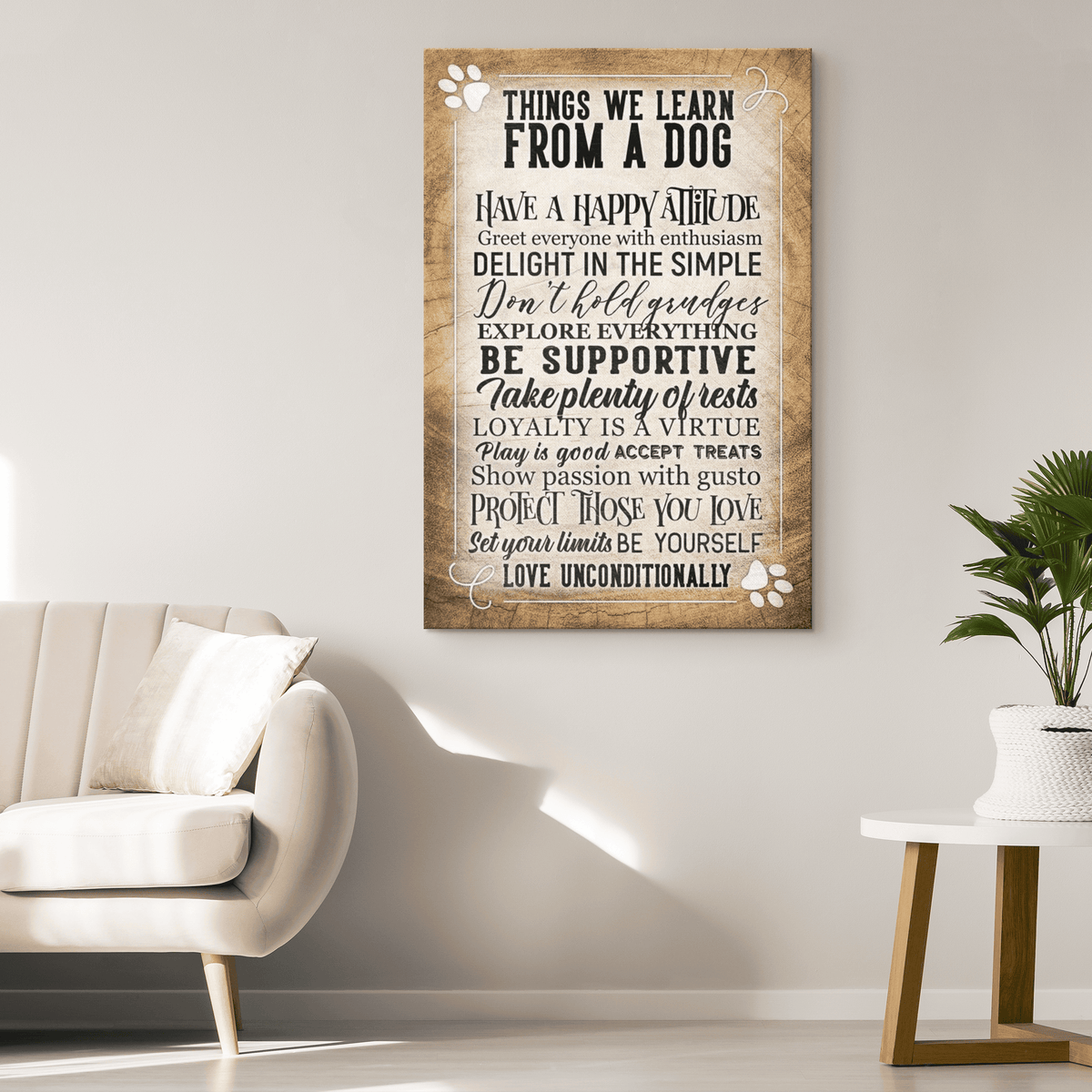 Things We Learn From A Dog Canvas Wall Art – Pet Lover Gift