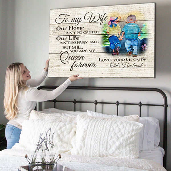To My Wife - You Are My Queen Forever Canvas Wall Art – Couple Gift