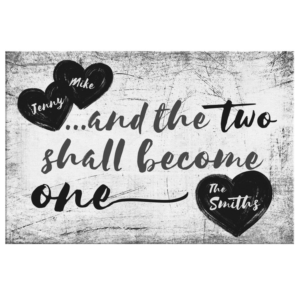 Personalized And The Two Shall Become One Canvas Wall Art – Wedding Gift