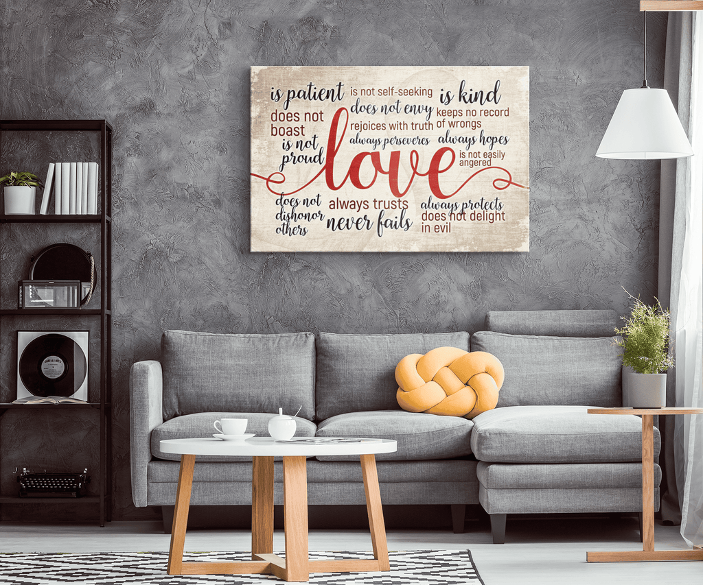 Love Is Patient Love Is Kind Canvas Wall Art – Christian Wall Decor