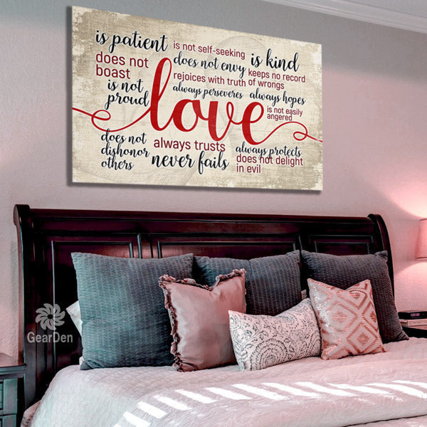 Love Is Patient Love Is Kind Canvas Wall Art – Christian Wall Decor