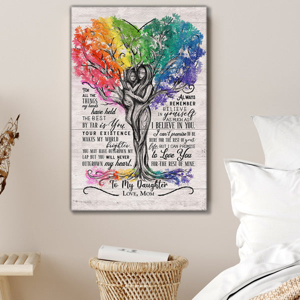 To My Daughter, Love Mom Beautiful Tree Canvas Wall Art – Gift for Daughter