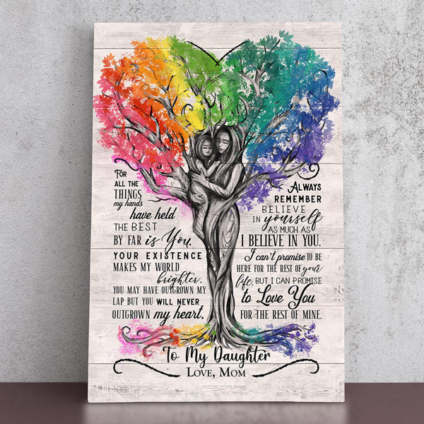 To My Daughter, Love Mom Beautiful Tree Canvas Wall Art – Gift for Daughter