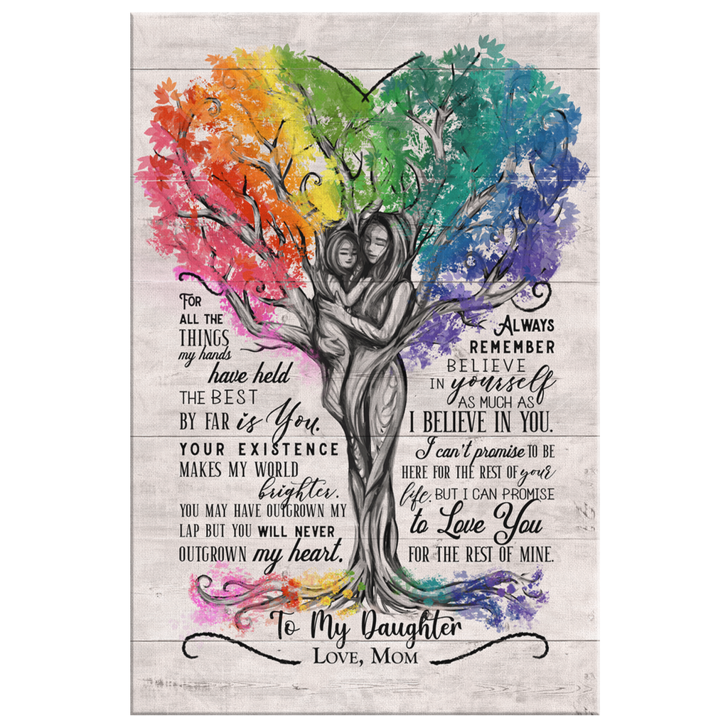 To My Daughter, Love Mom Beautiful Tree Canvas Wall Art – Gift for Daughter