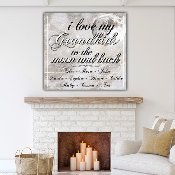 Personalized I Love My Grandkids To The Moon And Back Canvas Wall Art – Gift for Grandparents