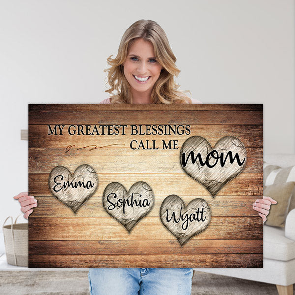 Personalized My Greatest Blessings Call Me Canvas Wall Art – Christian Wall Decor
