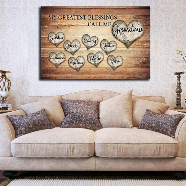 Personalized My Greatest Blessings Call Me Canvas Wall Art – Christian Wall Decor