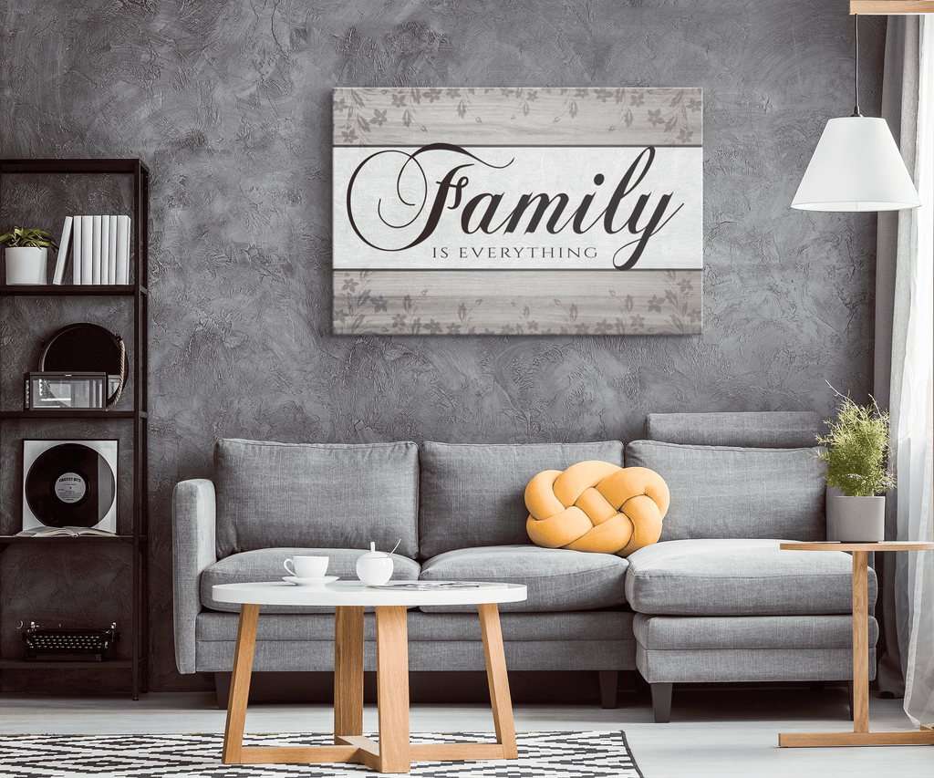 Family Is Everything Gray Canvas Wall Art – Family Home Decor