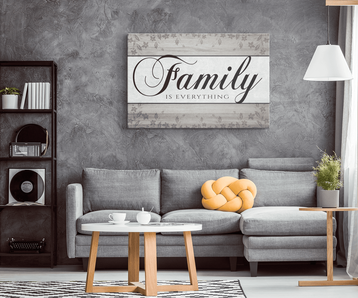 Family Is Everything Gray Canvas Wall Art – Family Home Decor
