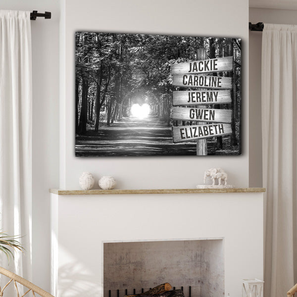 Personalized Names Love Forest Path Canvas Wall Art – Couple Gift