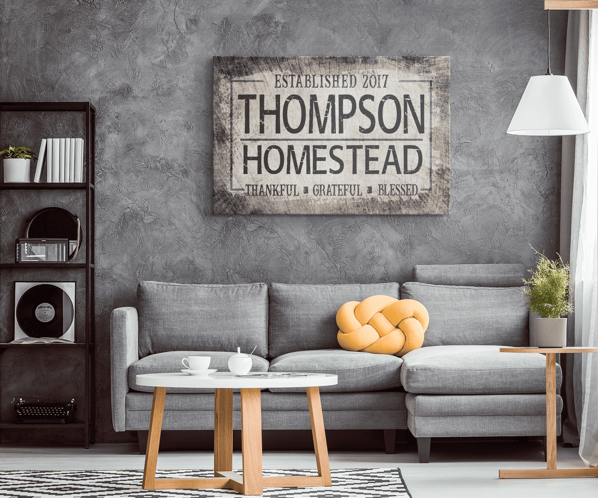 Personalized Homestead Thankful, Grateful, Blessed Canvas Wall Art – Christian Wall Decor