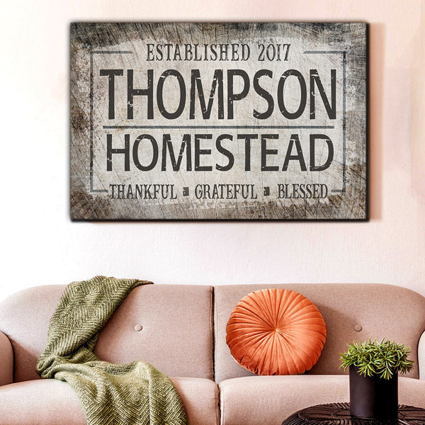 Personalized Homestead Thankful, Grateful, Blessed Canvas Wall Art – Christian Wall Decor