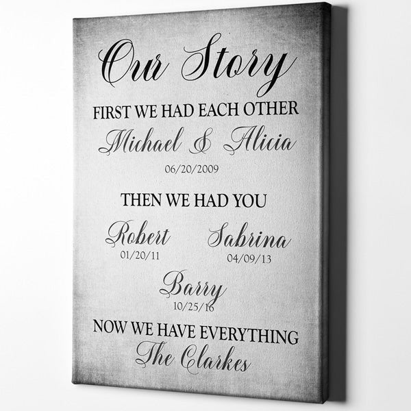 Personalized Our Story - First We Had Each Other Canvas Wall Art – Couple Gift